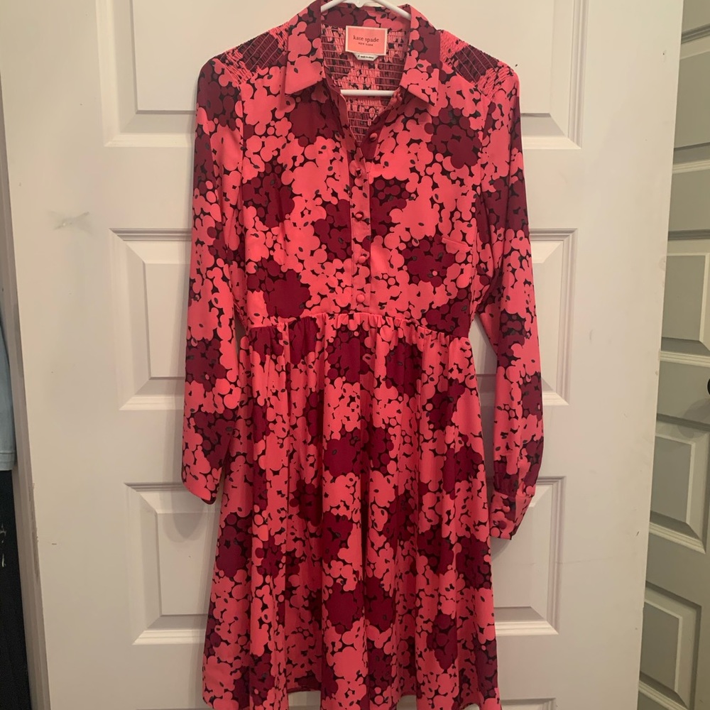 Bubble Dot Smocked Dress in Rhubarb Jam
